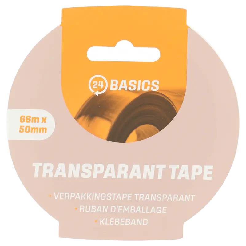 24Basics Verpakkingstape transparant 66m x 50mm
