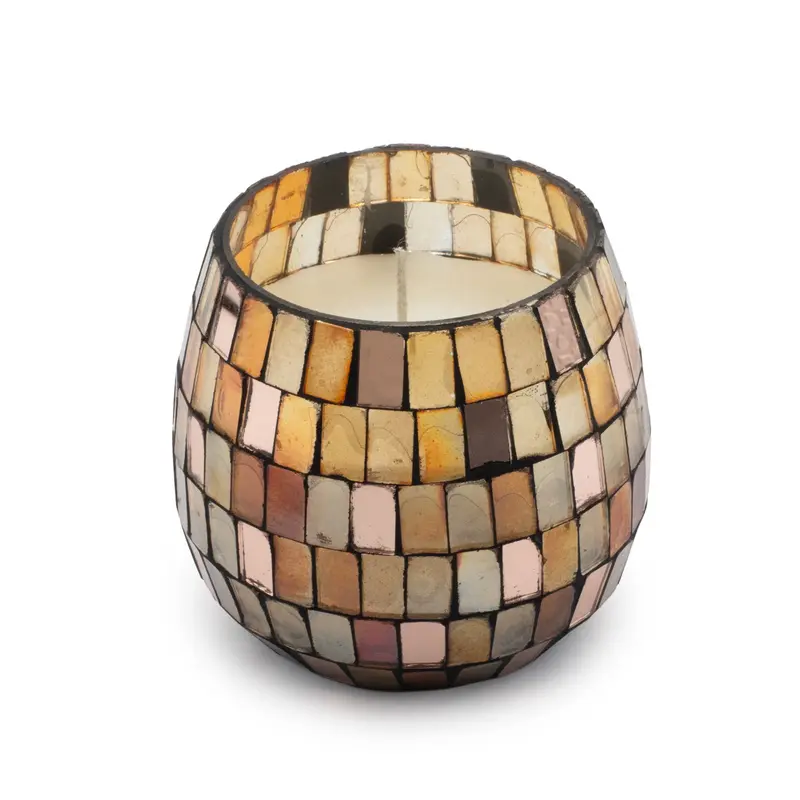 Amber Mosaic Glazen Kaars Small