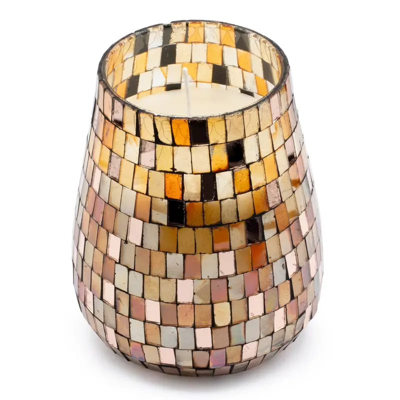 Amber Mosaic Glazen Kaars Tall