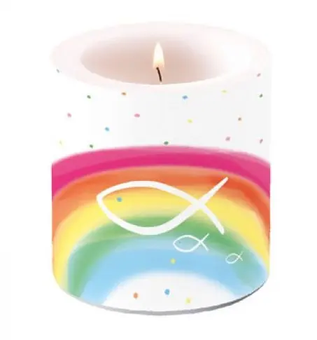 Ambiente Rainbow White Kaars - Groot - Paraffine - Ø 10 cm