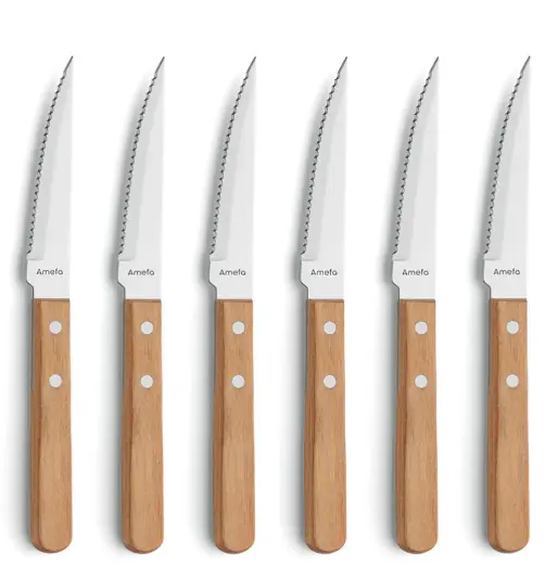 Amefa Steak Pizza Steakmes Set6 Blister Bruin