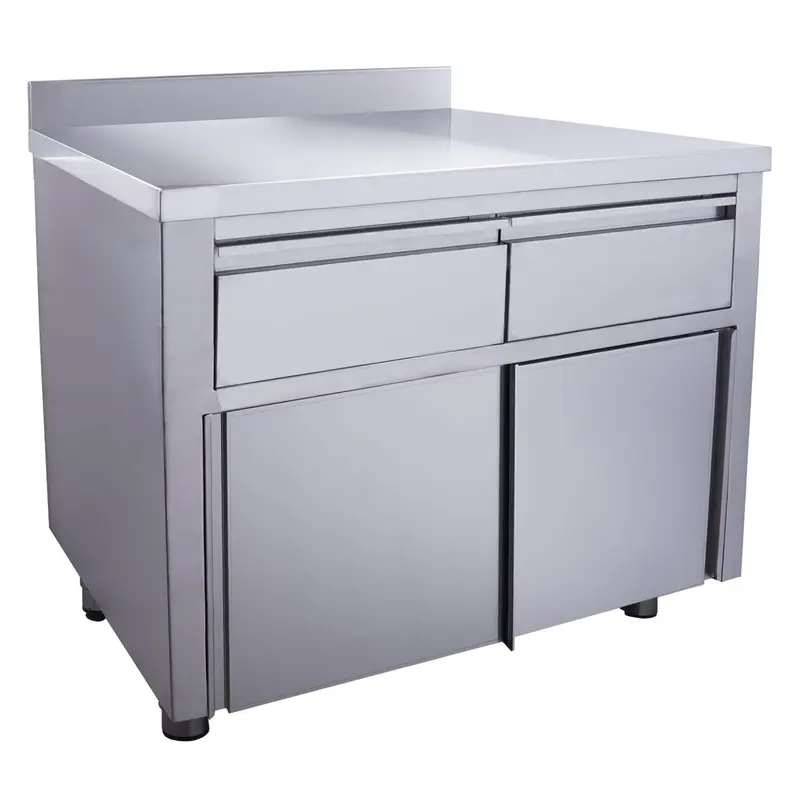 Armoire à portes coulissantes SARO avec 2 tiroirs et rebord, 1 000 x 700 mm - 700-2300