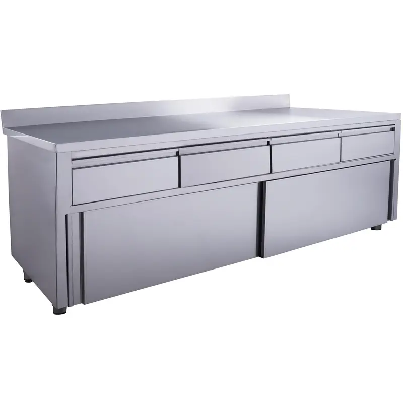 Armoire à portes coulissantes SARO avec 4 tiroirs et rebord, 2 000 x 700 mm - 700-2325