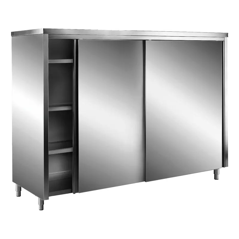 Armoire de rangement SARO en acier inoxydable AISI 430 à portes coulissantes, toit plat, 1 200 x 700 mm - 700-8105