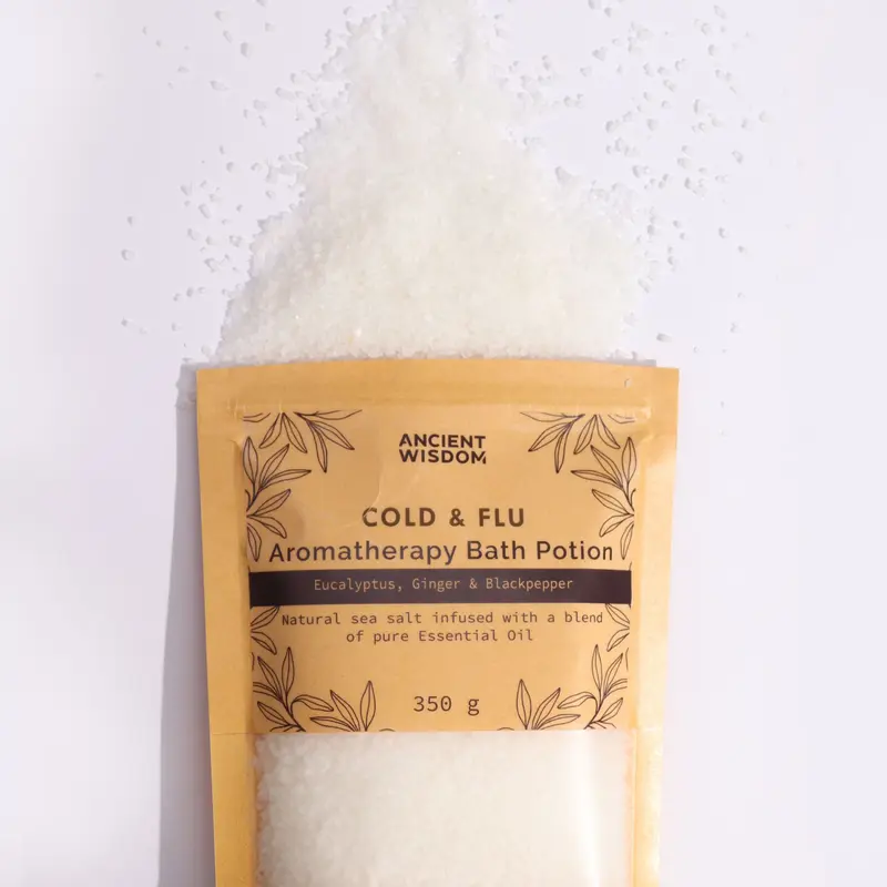 Aromatherapie Badzout Colds & Flu – Eucalyptus, Gember & Zwarte Peper 350 g