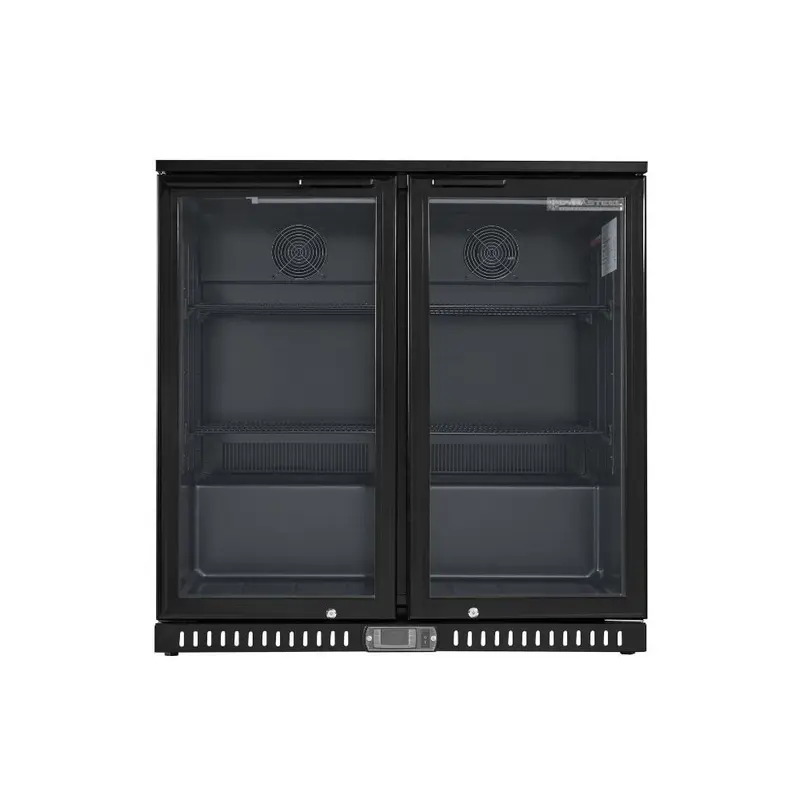 Arrière-Bar Réfrigéré 2 Portes Battantes Vitrées - 209 Litres - Finition Noire