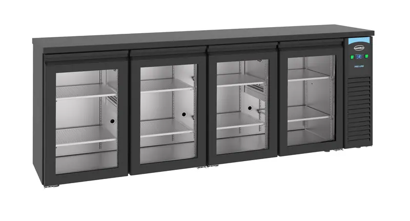 Arrière bar réfrigérée noir 4 portes en verre transport sur demande — Combisteel 7489.5295