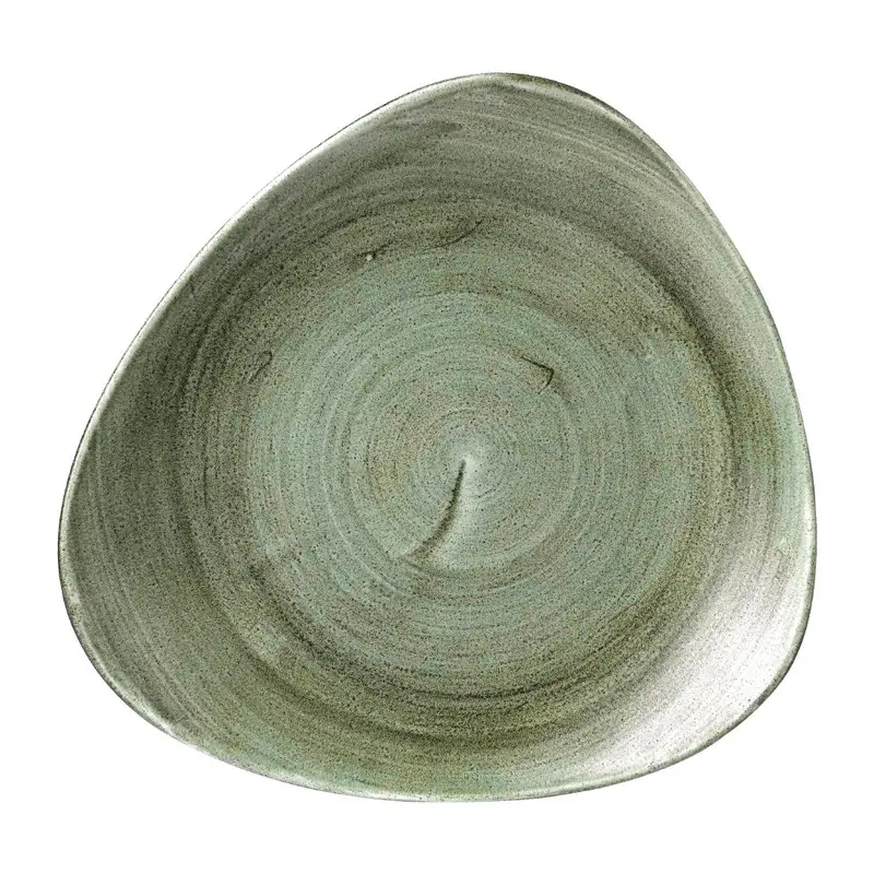 Assiettes triangulaires Churchill Stonecast Patina Lotus Burnished Green 254mm (lot de 12)