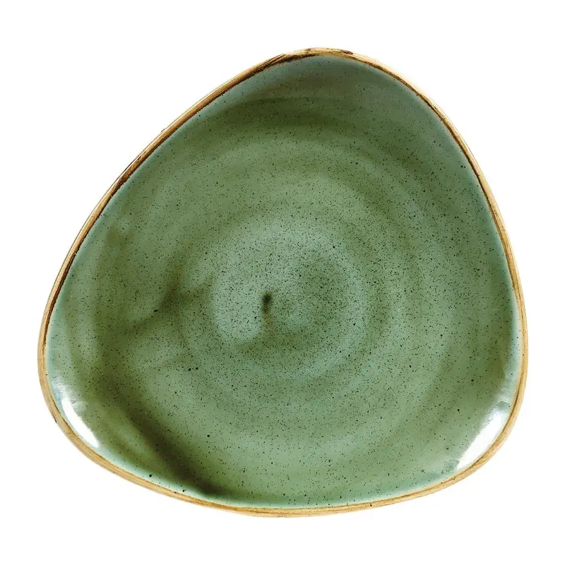 Assiettes triangulaires Churchill Stonecast Samphire Green 229mm (Lot de 12)