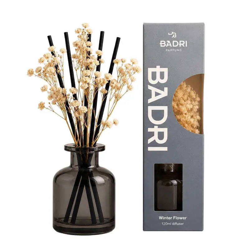 BADRI Bloem Geurstokjes - Winter Flower - 120ML - Luxe Reed Diffuser - Geur voor Woonkamer & Badkamer