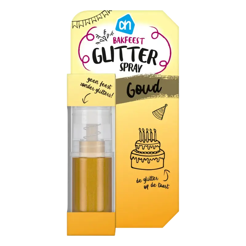 Bakfeest glitterspray goud