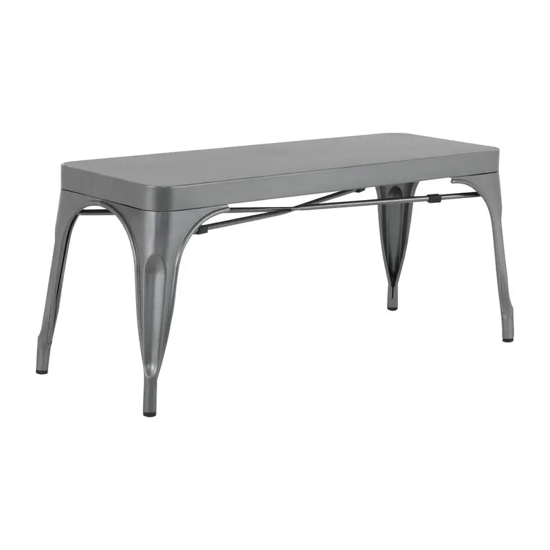 Bancs en métal gris acier Bolero Bistro 1000 mm (lot de 2)