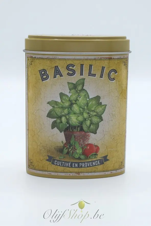 Basilicum in retro blikje