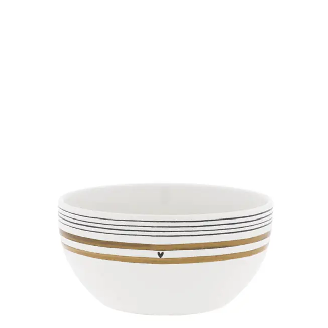 Bastion Collections White Little Stripes Brown Schaaltje - Aardewerk - Ø 14,5 cm