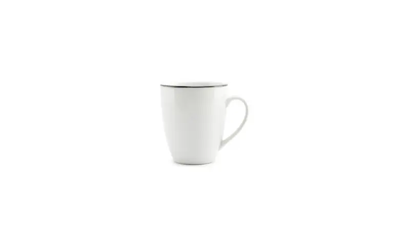 Beker 38cl black rim Basic White - Set van 48