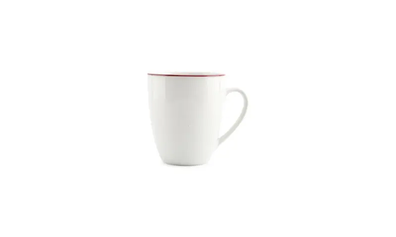 Beker 38cl burgundy rim Basic White - Set van 48