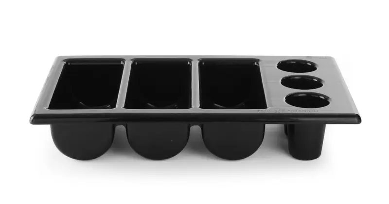 Bestekbak 6 vaks zwartGN 1/1 105 mm PP 1/box
