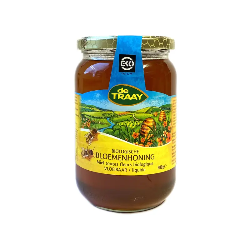 Biologische bloemenhoning 900g de Traay (vloeibaar)