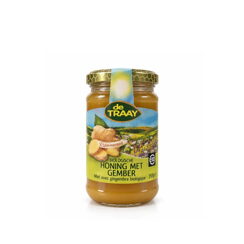 Biologische honing met gember 350g de Traay (crème)