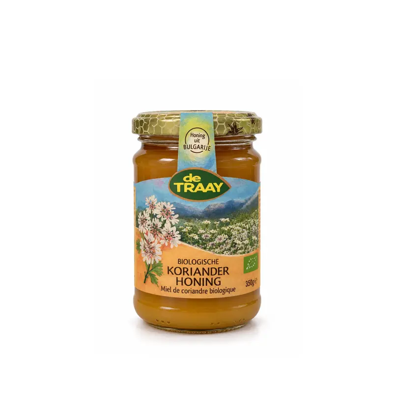 Biologische korianderhoning 350g Bulgarije de Traay (crème)