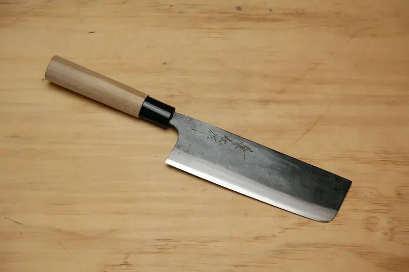 Blue 1 kurouchi nakiri 165 with an d-shape ho wood handle