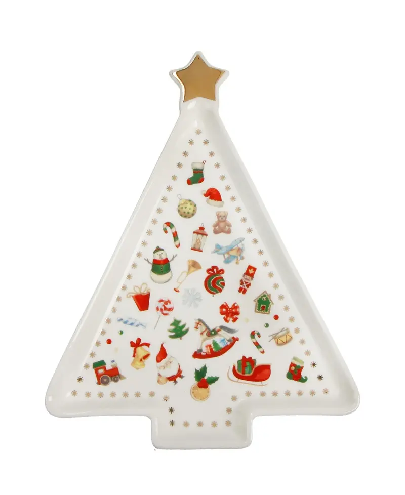 Brandani Chicchi E Balocchi Serveerschaal - Kerstboom - New Bone China - 16 cm  x  21 cm