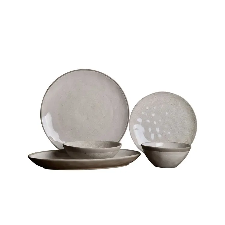Bricard Albi - Porseleinen Serviesset - 25-delig - 6 Persoons - Lichtgrijs - Dinner Set