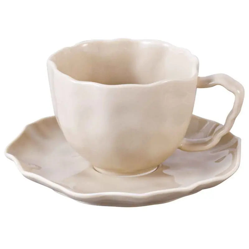 Bricard Angles - Espressoset - 12-delig - Taupe - 125ml - Porselein - Kleine Espresso Kopjes en Schoteltjes