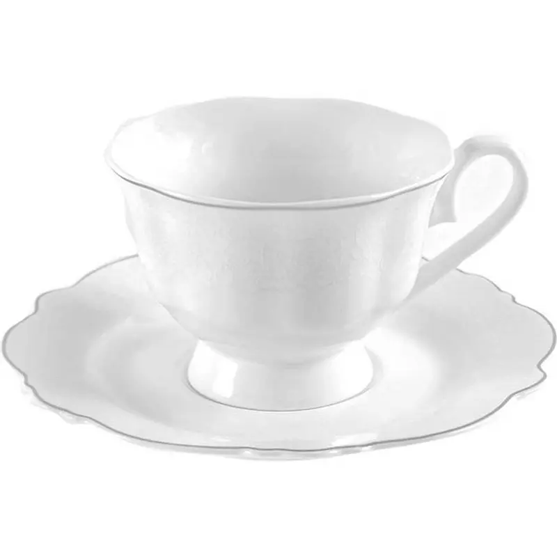 Bricard Arras - Koffieset - 12-delig - Wit - Porselein - Koffie Kopjes en Schoteltjes