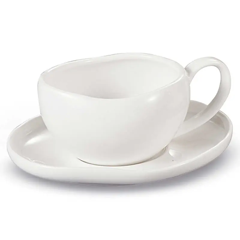Bricard Barles - Espressoset - 12-delig - Wit - 125ml - Porselein - Kleine Espresso Kopjes en Schoteltjes