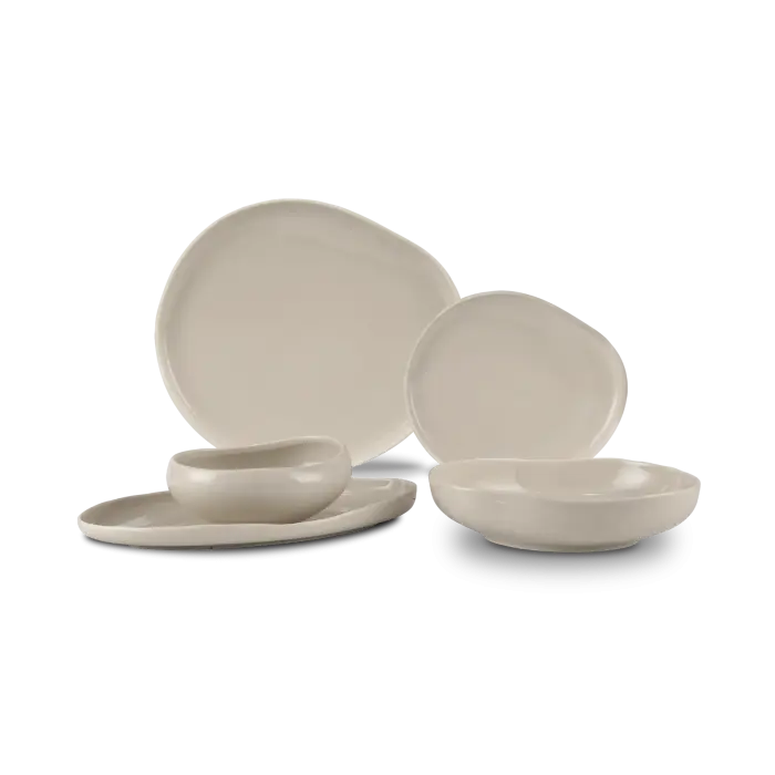 Bricard Barles - Porseleinen Serviesset - 25-delig - 6-Persoons - Taupe - Japandi - Dinner Set