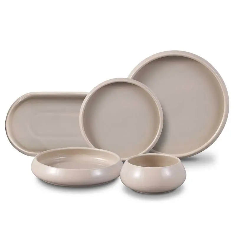 Bricard Bondy - Porseleinen Serviesset - 25-delig - 6-Persoons - Taupe - Dinner Set