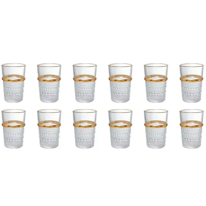 Bricard Haza - Glazenset - Goud - 12-delig - 200ml - Marokkaanse Theeglazen