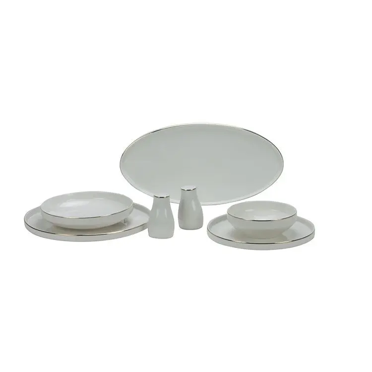 Bricard Lunel - Porseleinen Serviesset - 27-delig - 6 Persoons - Wit/Goud - Dinner Set