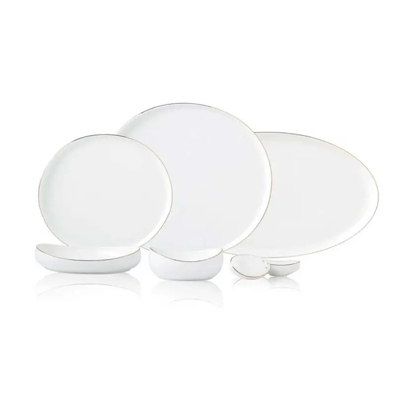 Bricard Rodez - Porseleinen Serviesset - 27-delig - 6-Persoons - Wit/Goud - Dinner Set
