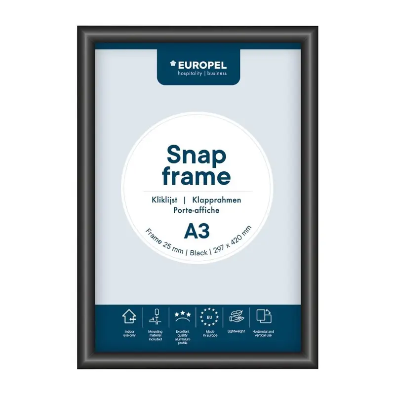 Cadre clipsable Europel A3 25mm noir