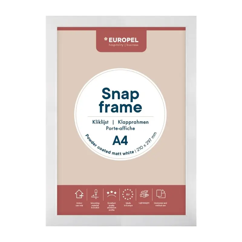 Cadre clipsable Europel A4 25mm blanc mat