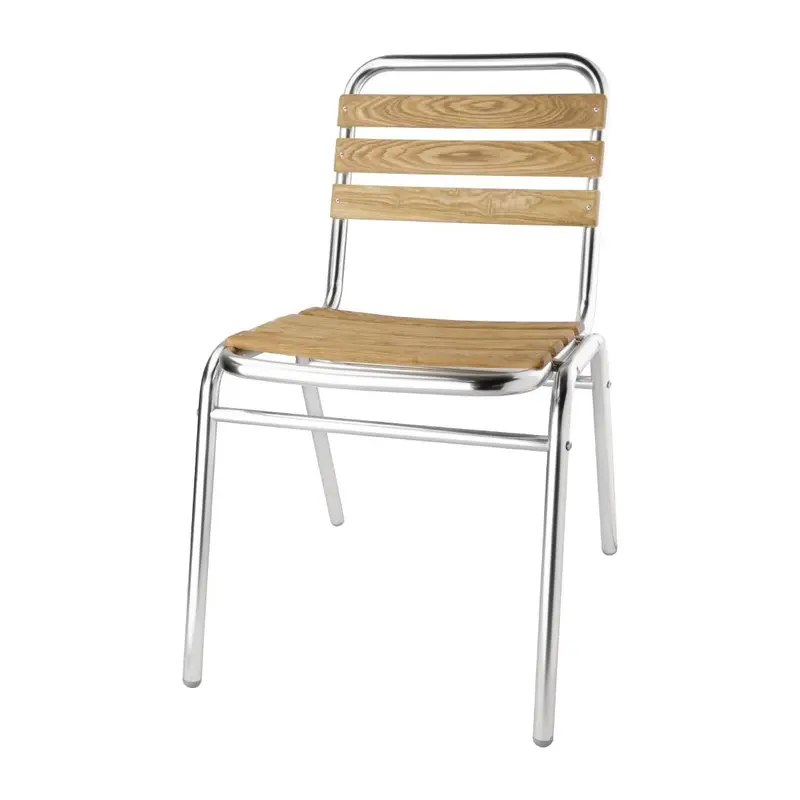 Chaises bistro frêne et aluminium Bolero (lot de 4)