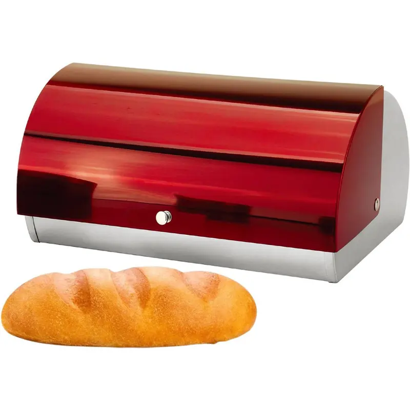 Cheffinger Broodtrommel - Metallic Rood - RVS - 38cm