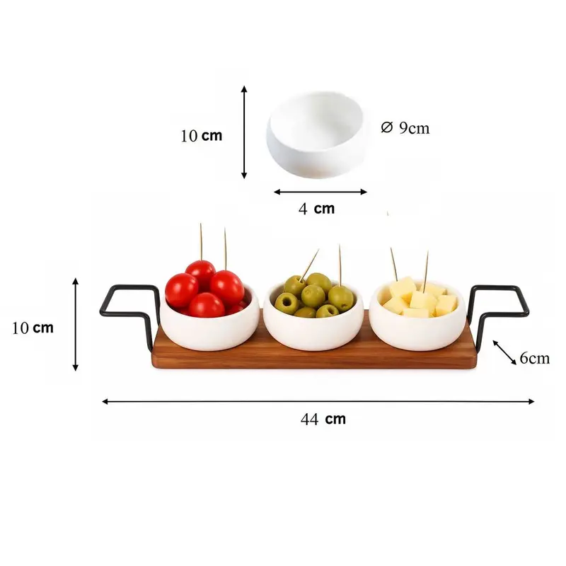 Cheffinger Snackschalen Set - 4-delig - Bamboe - Zwart