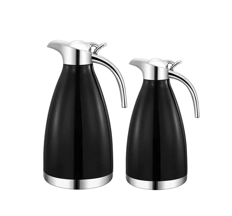 Cheffinger Thermoskan Set van 2 - 1 L + 1.5L - Zwart - RVS Inox - Themosfles