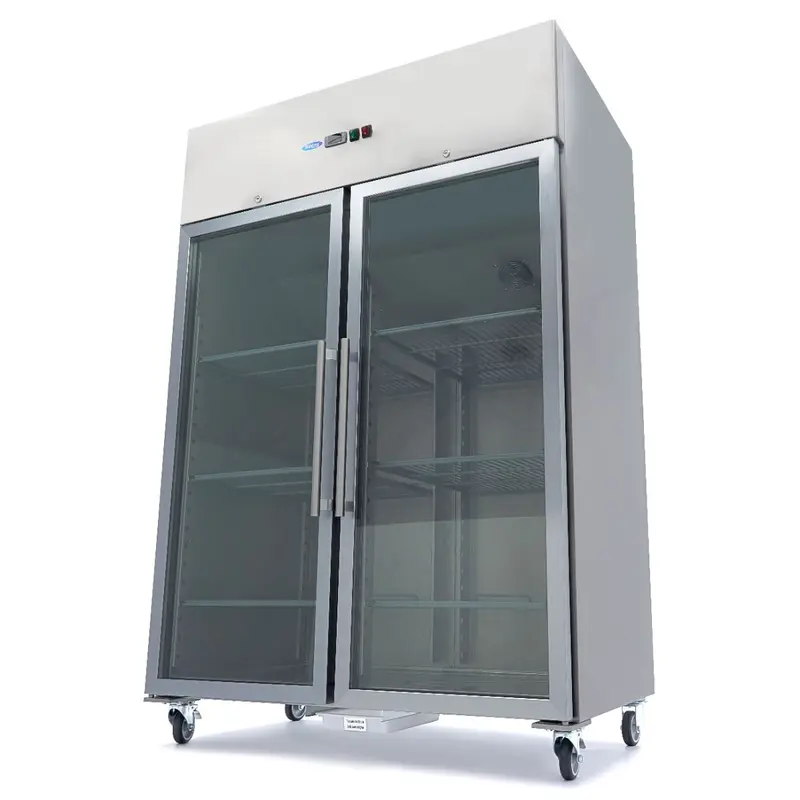 Congélateur - 1400 L - 6 étagères réglables (2/1 GN) - acier inoxydable - avec portes en verre – Maxima 09400026
