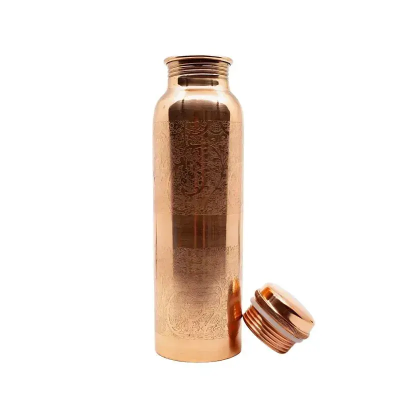 Copper Water Bottle Floral Etched – 900 ml