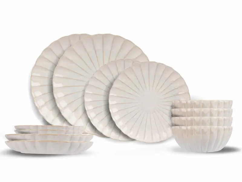 Cosy & Trendy - Astera Pure Serviesset 12-delig – Crèmekleurig Keramiek