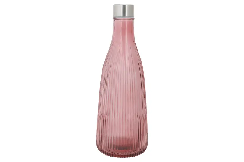 Cosy & Trendy Atla Glazen fles met deksel - 1 liter  - Deep maroon