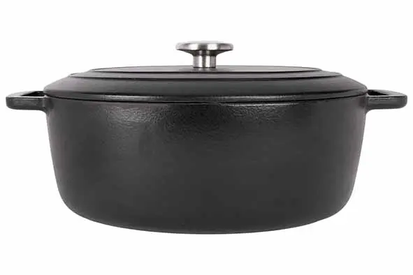 Cosy & Trendy Fontestic gietijzeren stoofpot 31 cm - 6,0 L met deksel (Black) - Ovaal