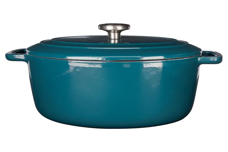 Cosy & Trendy Fontestic gietijzeren stoofpot 31 cm - 6,0 L met deksel (Green Heron) - Ovaal