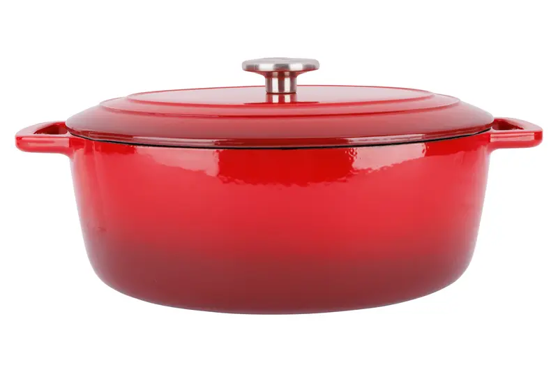 Cosy & Trendy Fontestic gietijzeren stoofpot 31 cm - 6,0 L met deksel (Traditional Red) - Ovaal