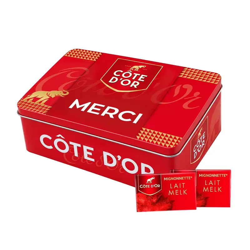 Côte d’Or Mignonnette melk Collection Box “MERCI” - Chocolade in tinnen geschenkblik - 600g