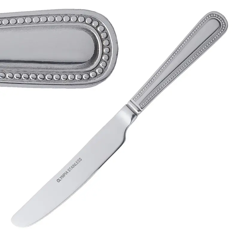Couteau à dessert Olympia Bead manche solide (lot de 12)